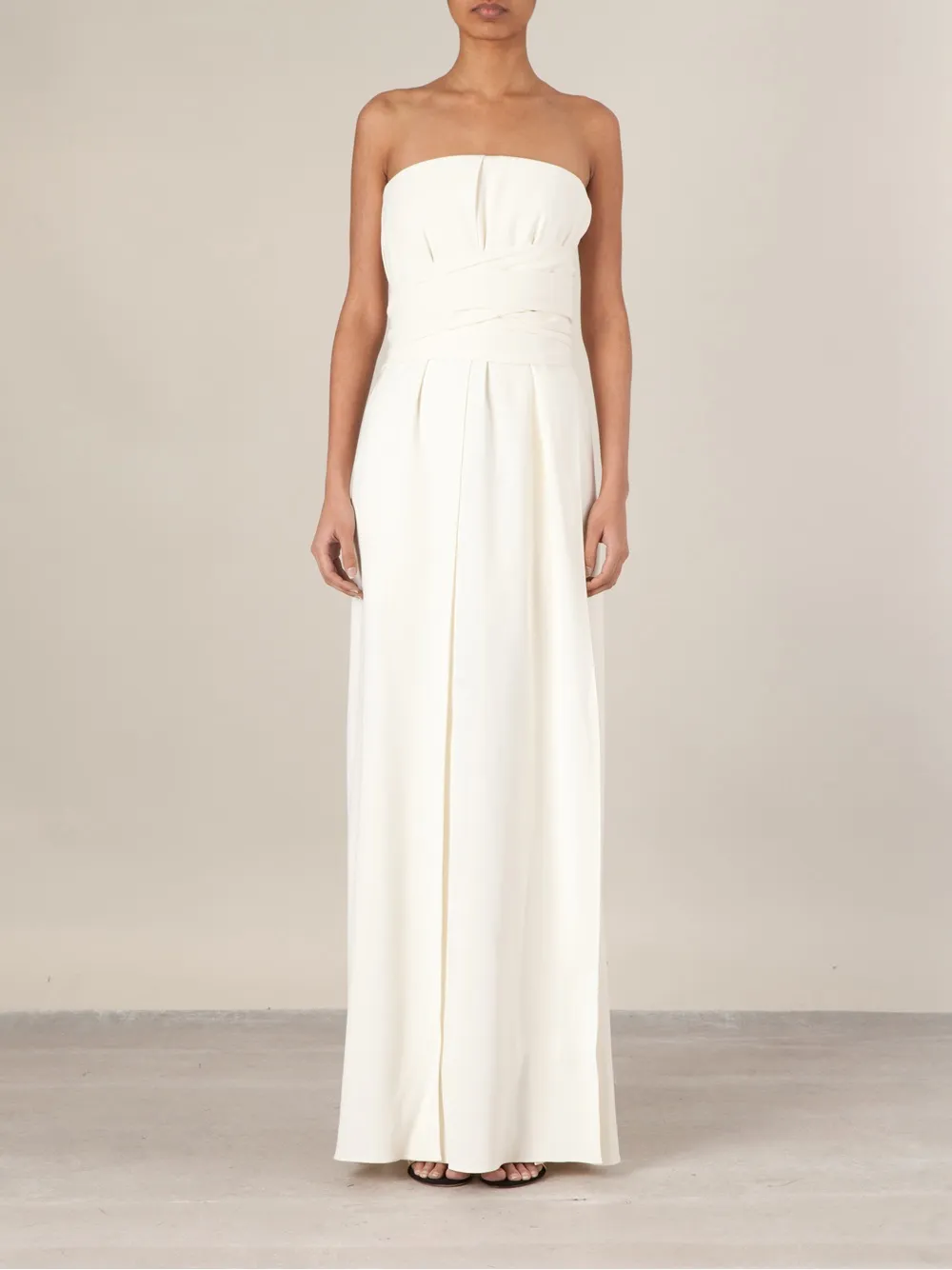 Maison Rabih Kayrouz Wrap-tie Empire Line Gown In White