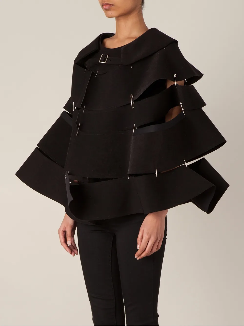 COMME DES GARÇONS WAVY PANEL OVERSIZED CAPE 