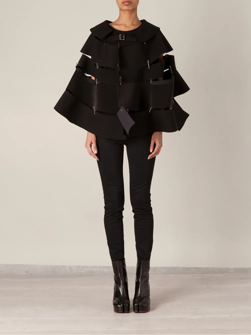 COMME DES GARÇONS WAVY PANEL OVERSIZED CAPE 