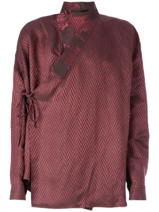 Haider Ackermann Chevron Print Wrap Shirt Farfetch