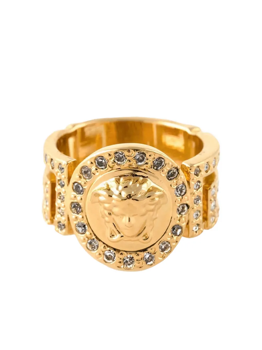 Versace ラ メドゥーサ クリスタル リング - ゴールドトーン Versace ラ メドゥーサ クリスタル リング - ゴールドトーン