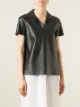 Yang Li Poloshirt mit kastigem Schnitt aus Lammleder