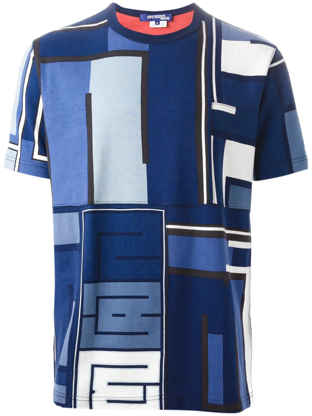 Junya Watanabe MAN geometric print T-shirt Blauw