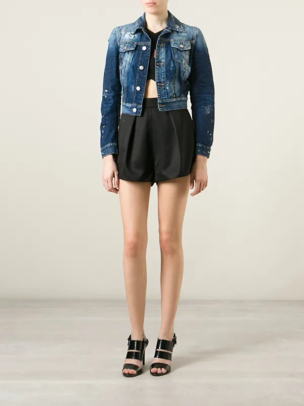 DSQUARED2 クロップド デニムジャケット | ブルー | FARFETCH JP