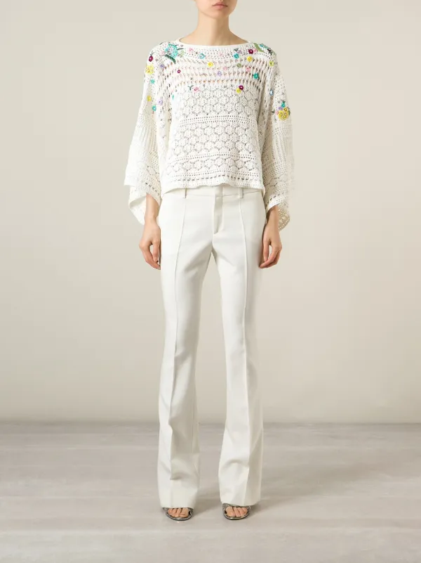 PUCCI クロッシェ＆刺繍 ポンチョ | ホワイト | FARFETCH JP