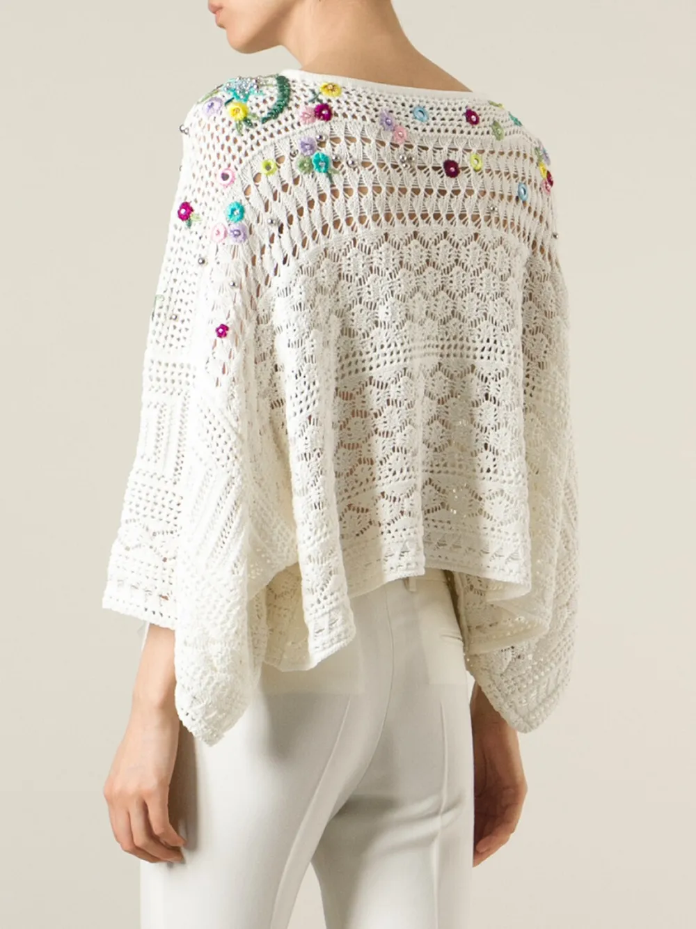 PUCCI embroidered crochet poncho Wit