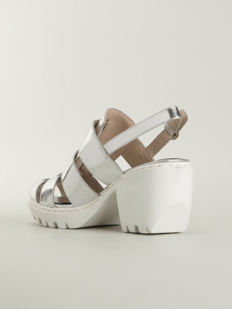 Shop Opening Ceremony Ridged Sole Metallic Sandals In Grey