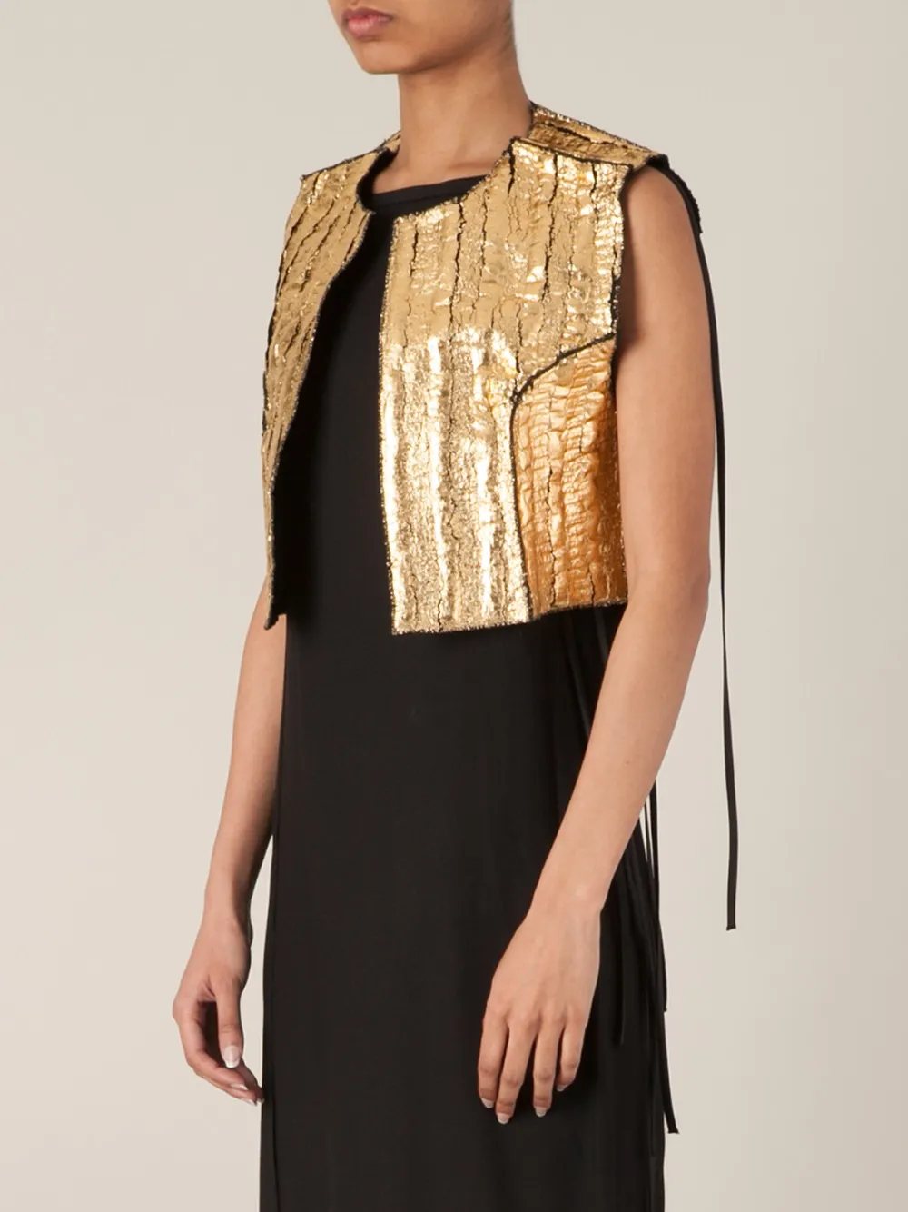 Simona Tagliaferri distressed bolero jacket Metallic