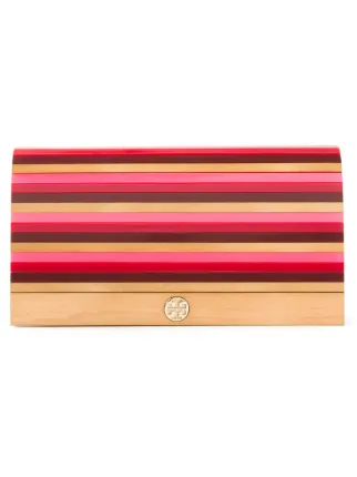 tory burch striped clutch