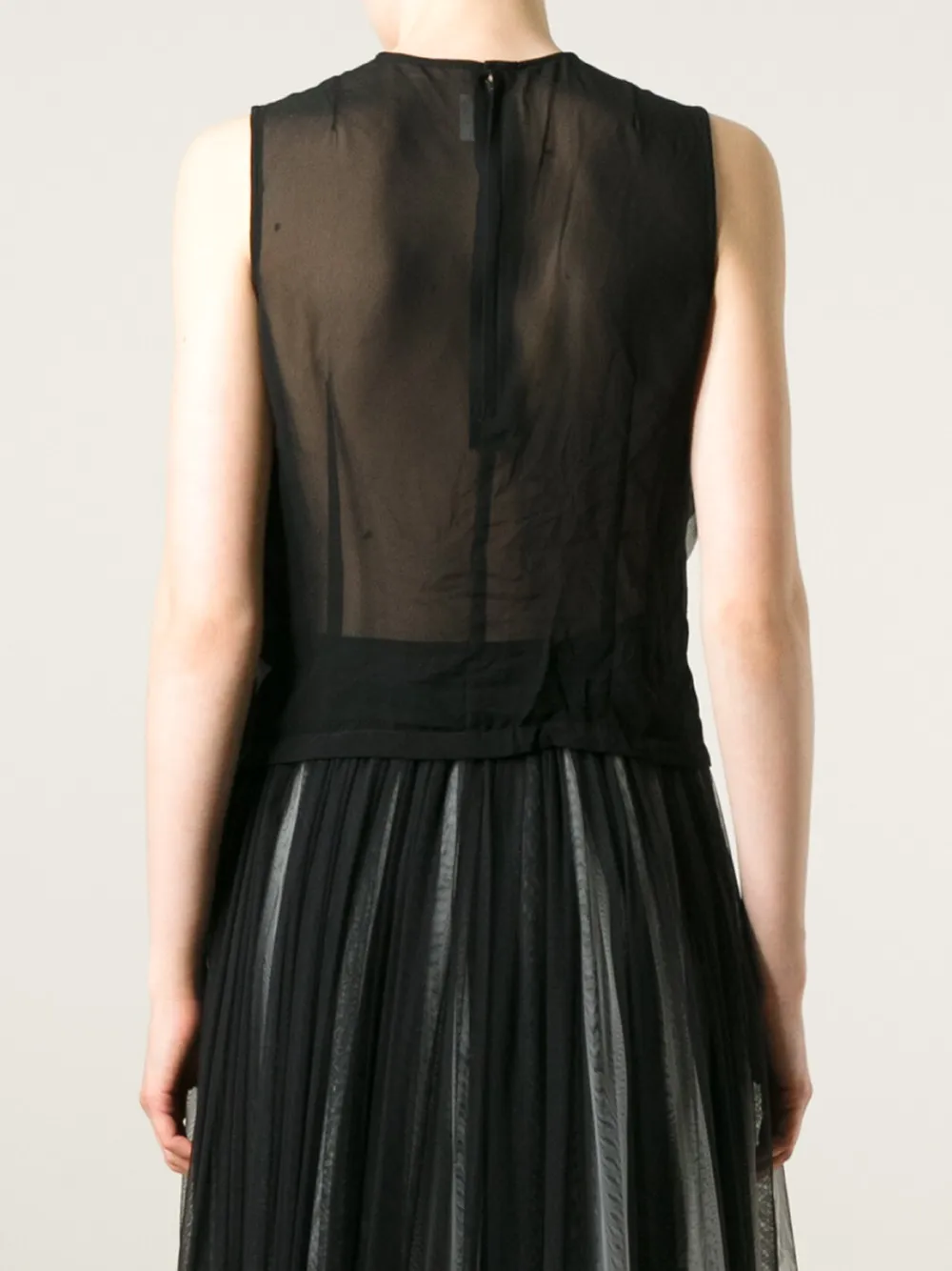 Comme Des Garçons ruffled flower top Zwart