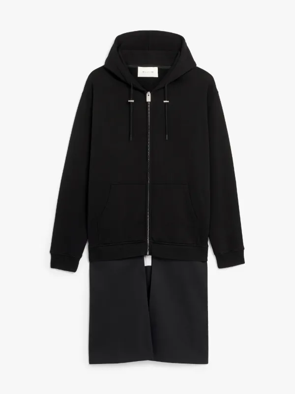 1017 ALYX 9SM Black Layered Hooded Sweatshirt Coat