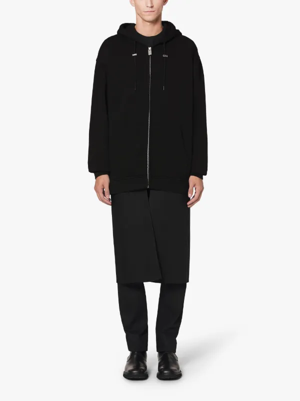 1017 ALYX 9SM Black Layered Hooded Sweatshirt Coat