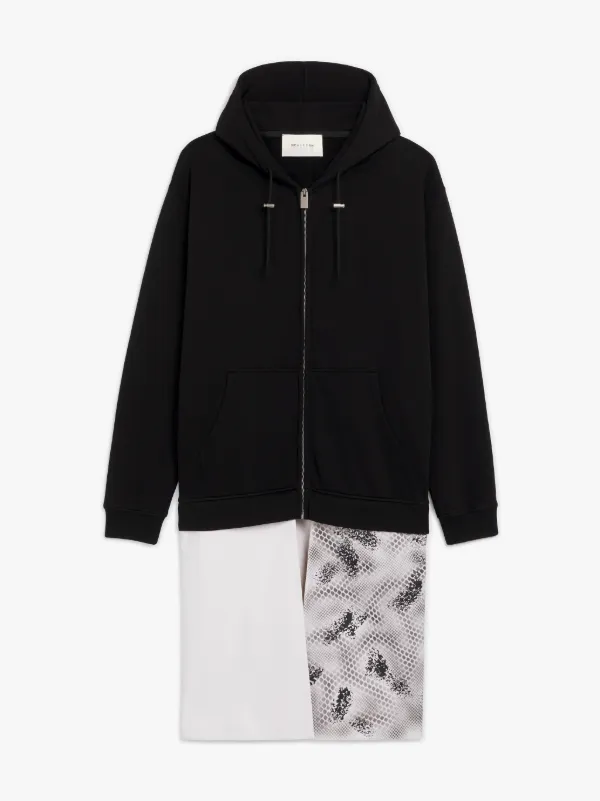 1017 ALYX 9SM Black & White Layered Hooded Sweatshirt Coat