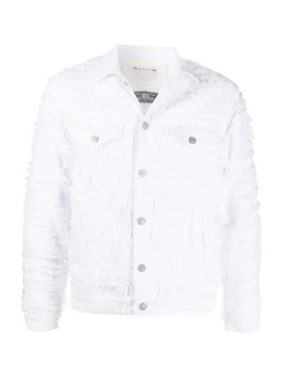 frayed white denim jacket
