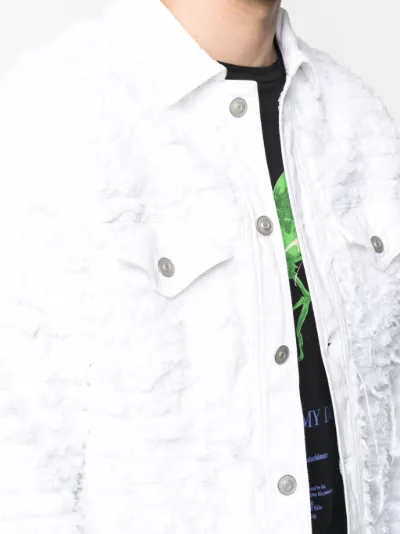 frayed white denim jacket