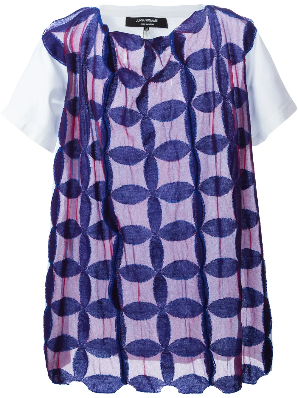 Junya Watanabe sheer knit motif top | Blue | Image 1