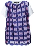Junya Watanabe sheer knit motif top - Blue