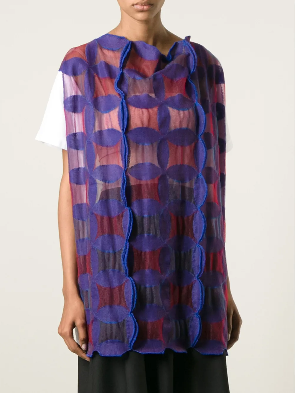 Junya Watanabe sheer knit motif top Blauw