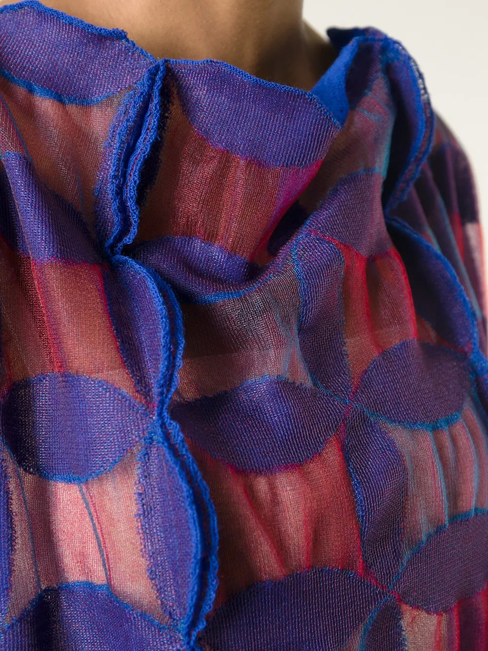 Junya Watanabe sheer knit motif top Blauw