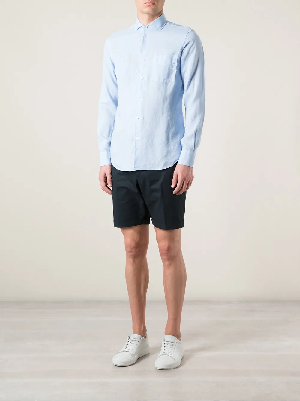 ASPESI spread collar shirt - Blauw