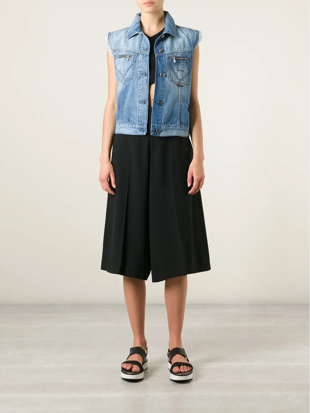  P.a.r.o.s.h. Embroidered Denim Vest - Blue 