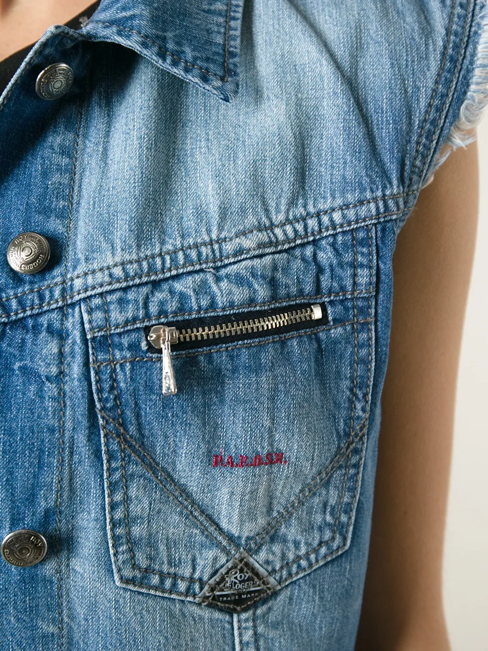  P.a.r.o.s.h. Embroidered Denim Vest - Blue 