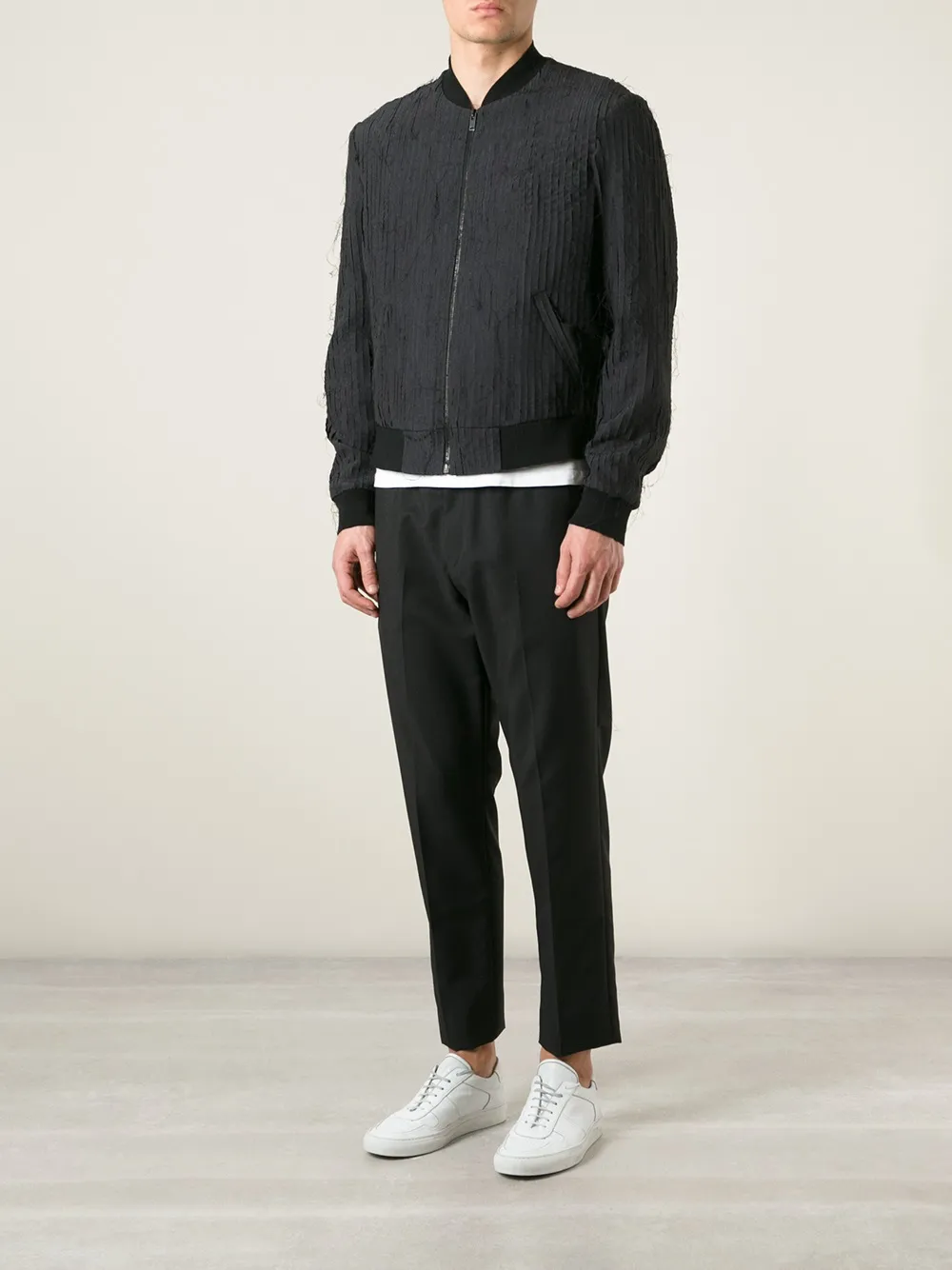 Maison Margiela striped panel bomber jacket Zwart