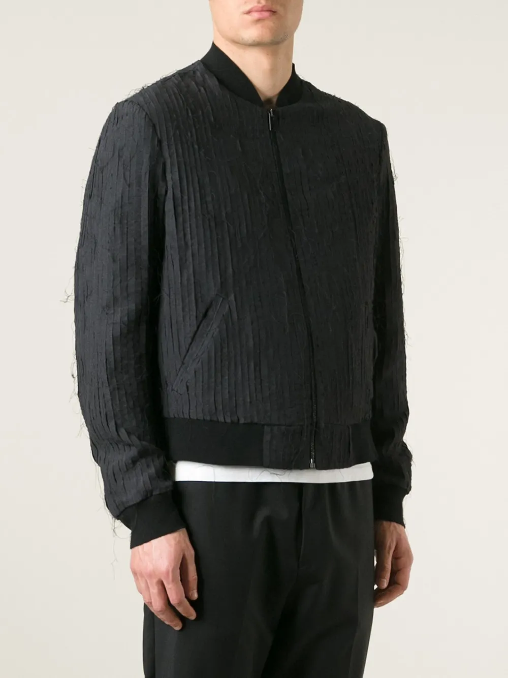 Maison Margiela striped panel bomber jacket Zwart