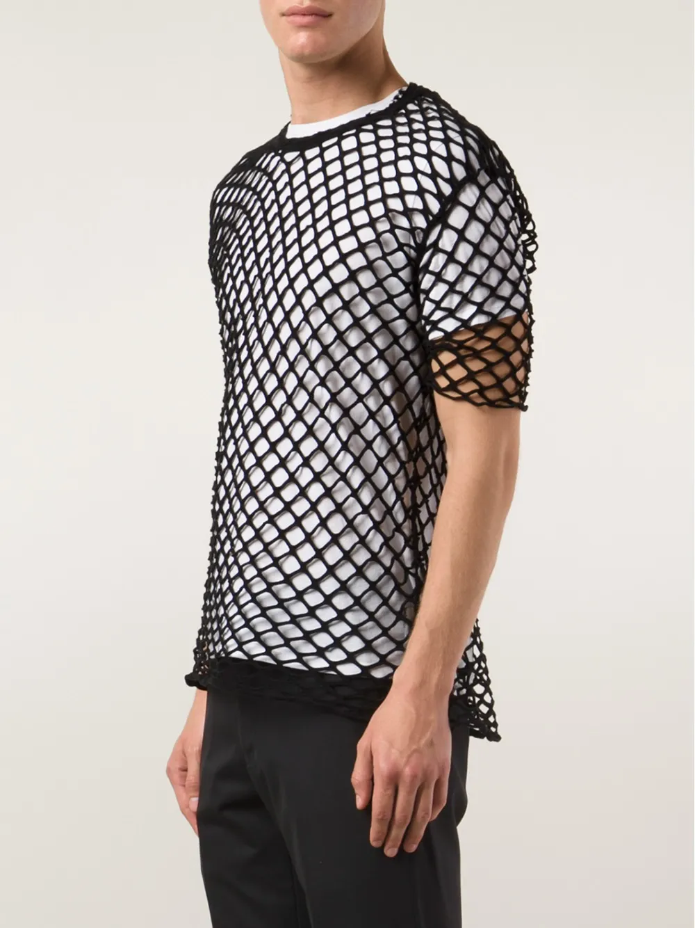 Comme des Garçons Homme Plus mesh T-shirt - Zwart