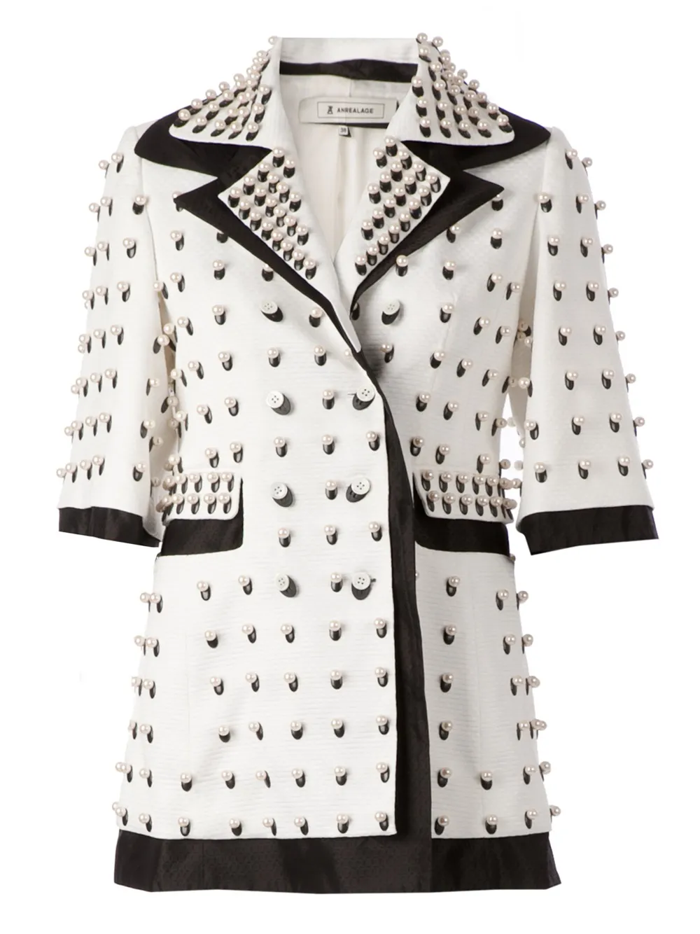 Anrealage Pearls Embellished Coat In White