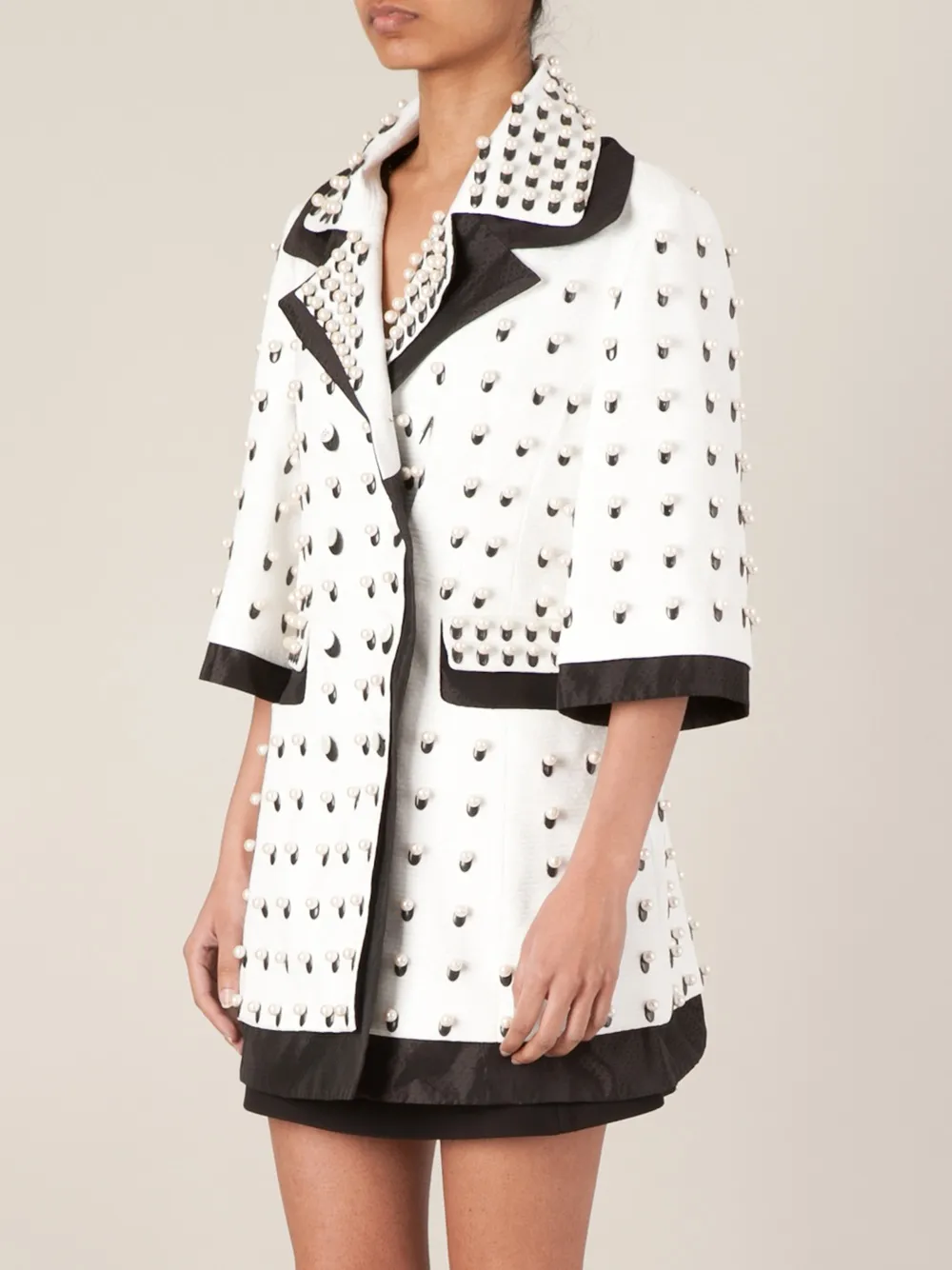 Anrealage Pearls Embellished Coat In White