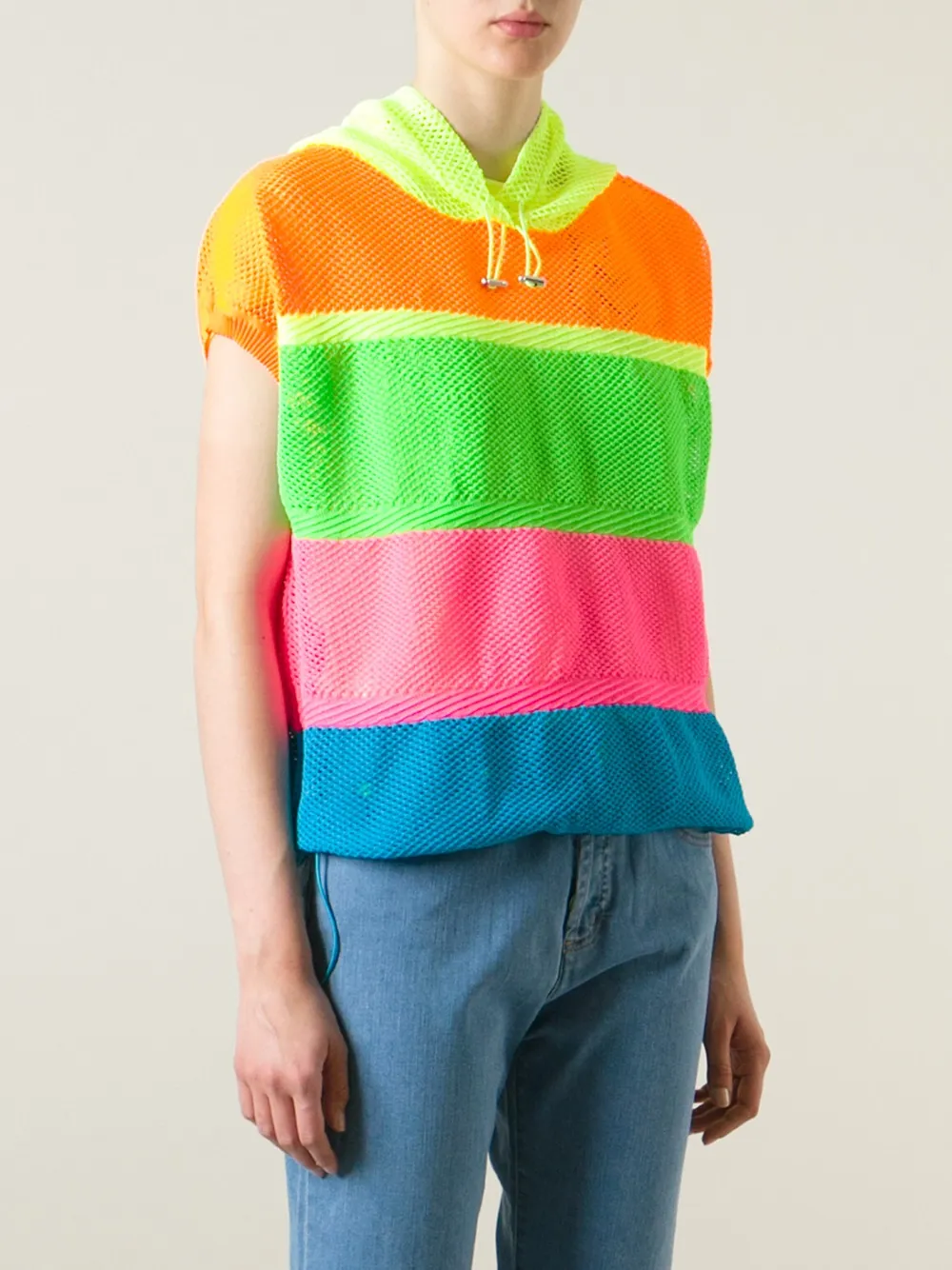 Love Moschino striped mesh sleeveless hoodie Groen
