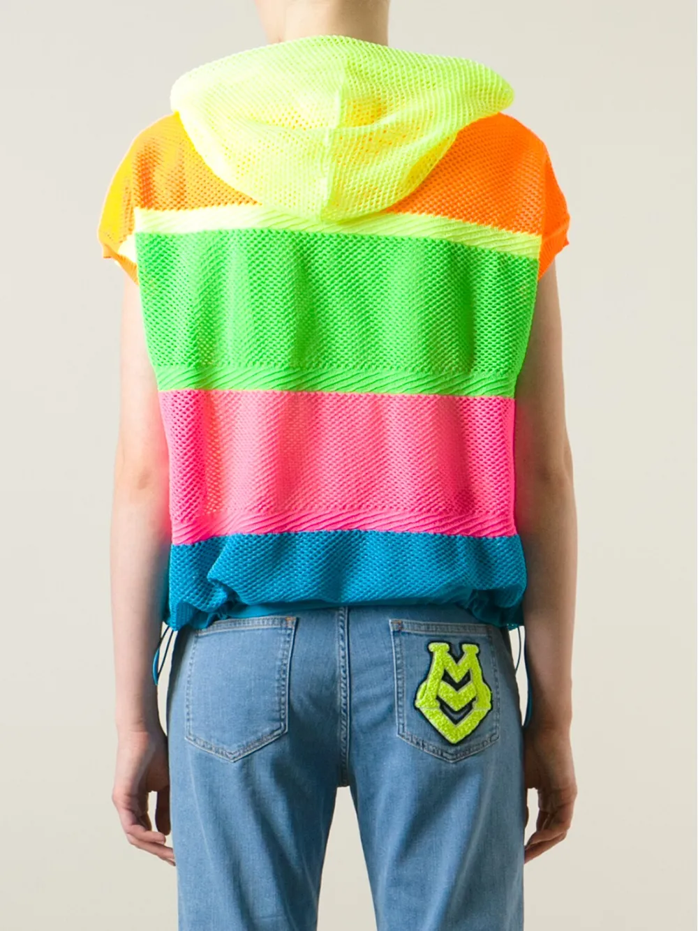 Love Moschino striped mesh sleeveless hoodie Groen