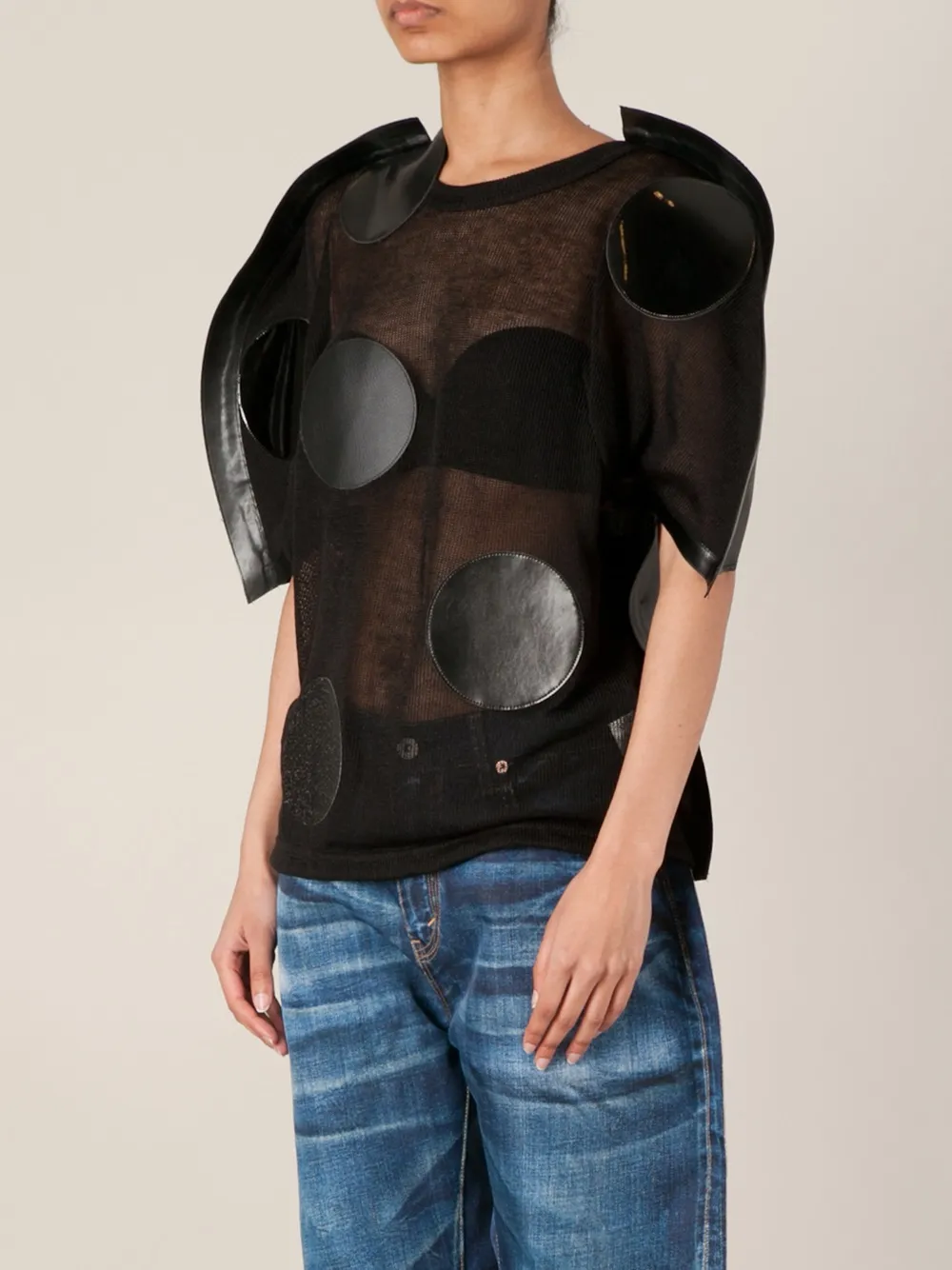 Junya Watanabe dotted structured T-shirt Zwart