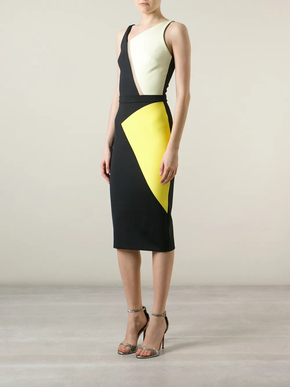  David Koma Enganliegendes Kleid Mit Colour Block Optik   Schwarz 