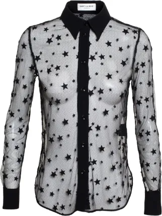 Saint Laurent Sheer Star Embroidered 