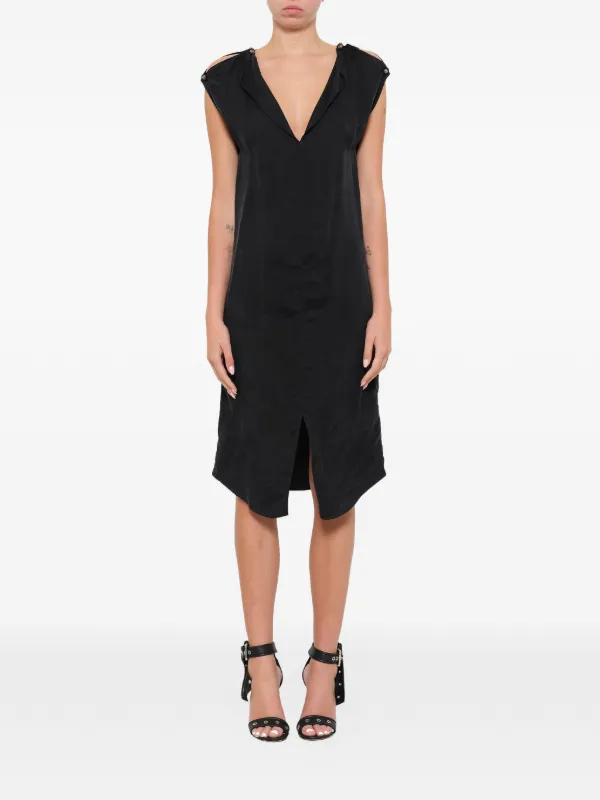 Lanvin V-neck Mini Dress in Black