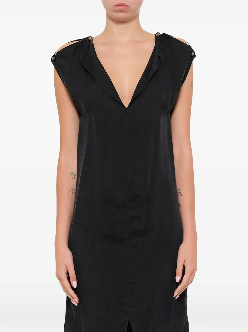  Lanvin Kleid Mit Tiefem V Ausschnitt   Schwarz 