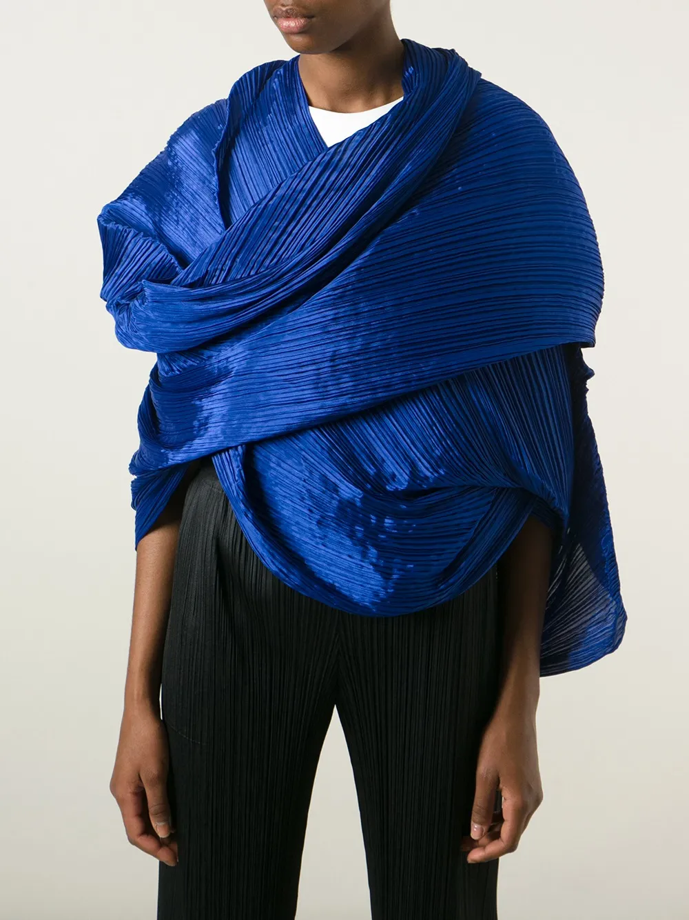 Pleats Please Issey Miyake fold over stole scarf - Blauw
