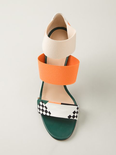 msgm green intertwined heeled sandals
