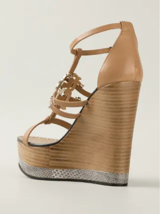 Roberto Cavalli T Bar Wedge Sandals Farfetch Roberto Cavalli T Bar Wedge Sandals