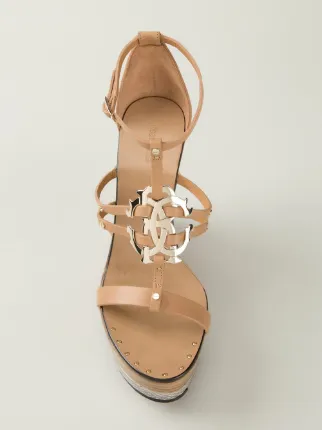 Roberto Cavalli T Bar Wedge Sandals Farfetch Roberto Cavalli T Bar Wedge Sandals