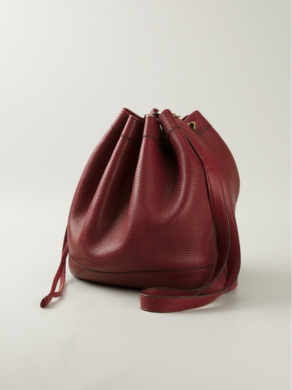 Hermes Leather Market Bucket Bag Red