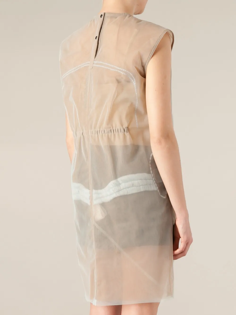 Rick Owens Embroidered Sheer Dress In Neutrals
