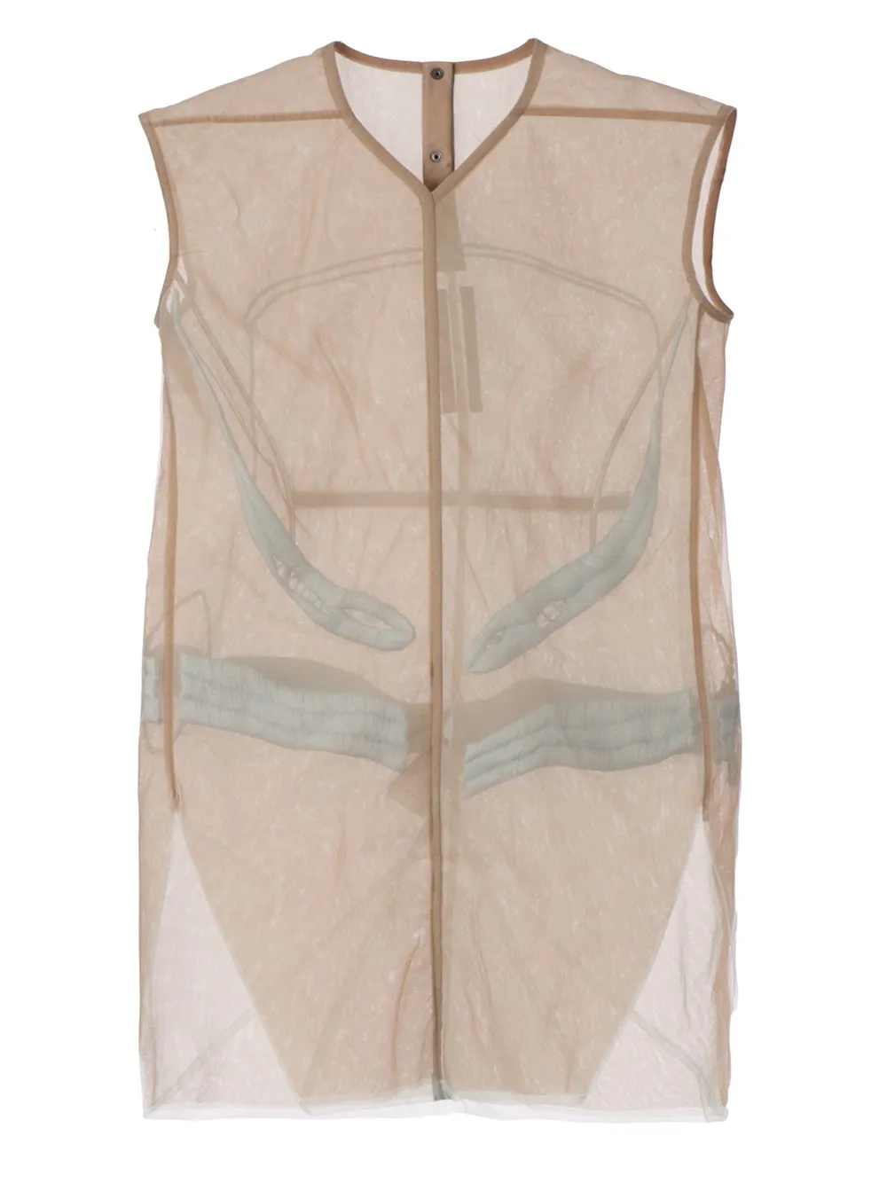 Rick Owens Embroidered Sheer Dress In Neutrals