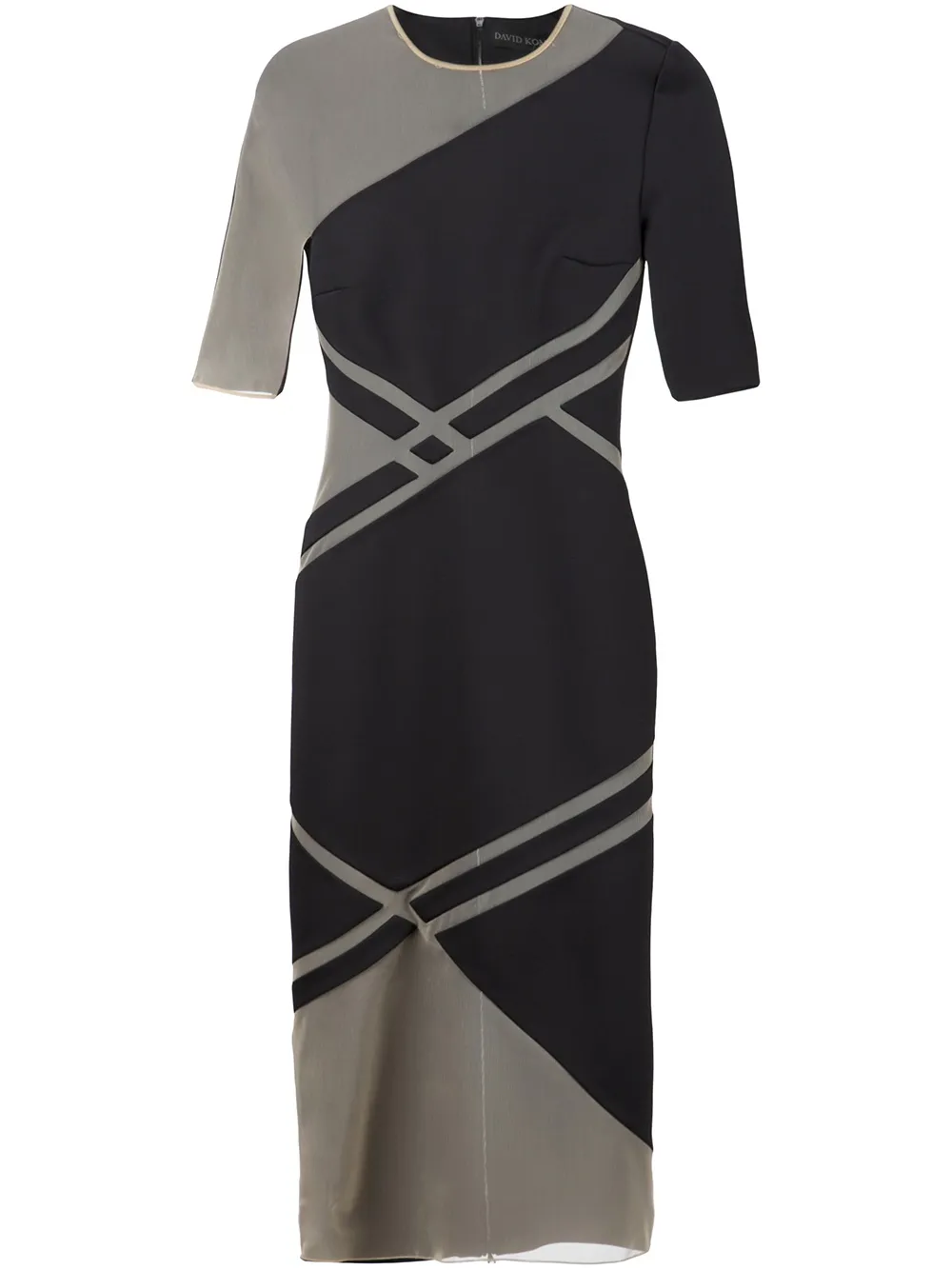 David Koma net insert dress - Nero