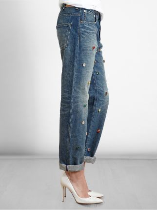 Tu Es Mon Trésor Coloured Crystal Embellished Boyfriend Jeans - Farfetch