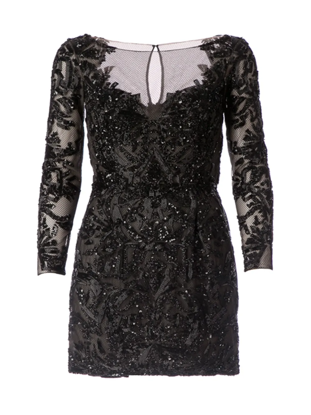 Zuhair Murad Sequin Embellished Mesh Mini Dress In Black