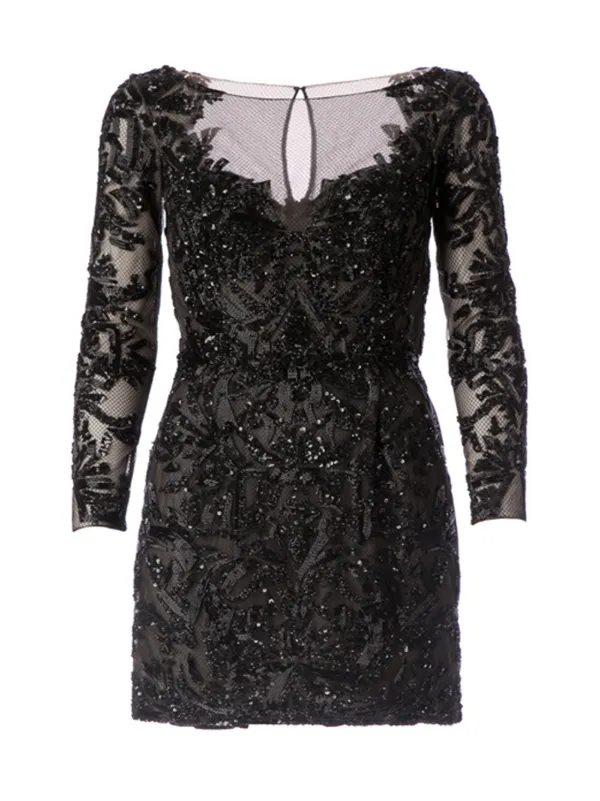 Zuhair Murad Sequin Embellished Mini Dress - Black