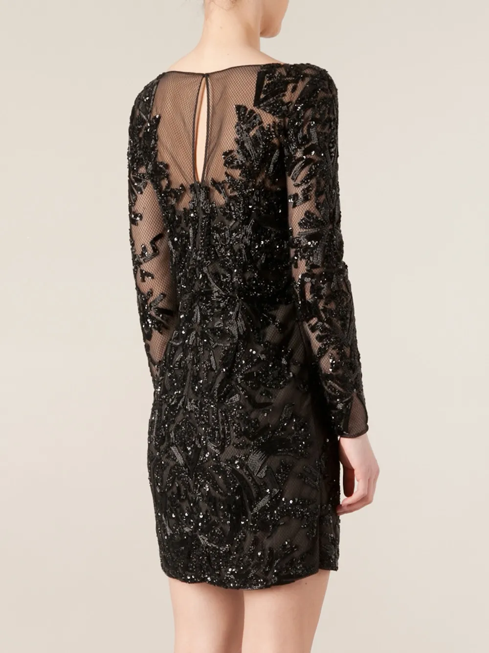 Zuhair Murad Sequin Embellished Mesh Mini Dress In Black